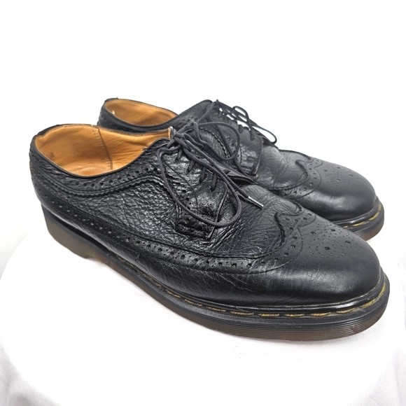 Dr.‎ Martens Made in England Vintage Black Wingtip Brogue Oxford Shoes Size 9